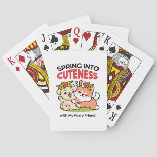 Spring Into Cuteness – Adorable Dog Illustration Playing Cards