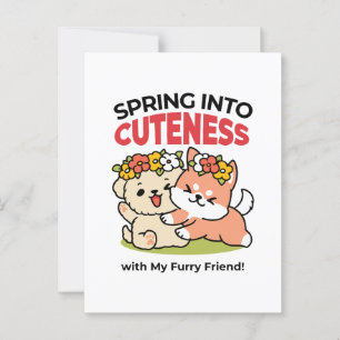 Spring Into Cuteness – Adorable Dog Illustration Postcard