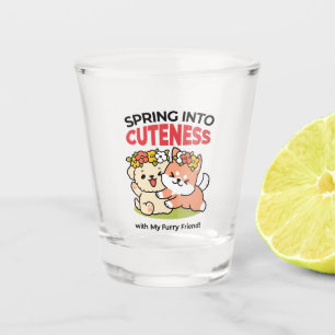 Spring Into Cuteness – Adorable Dog Illustration  Shot Glass