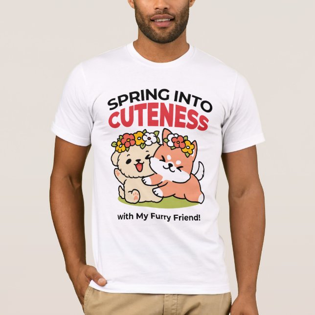 Spring Into Cuteness – Adorable Dog Illustration  T-Shirt (Front)