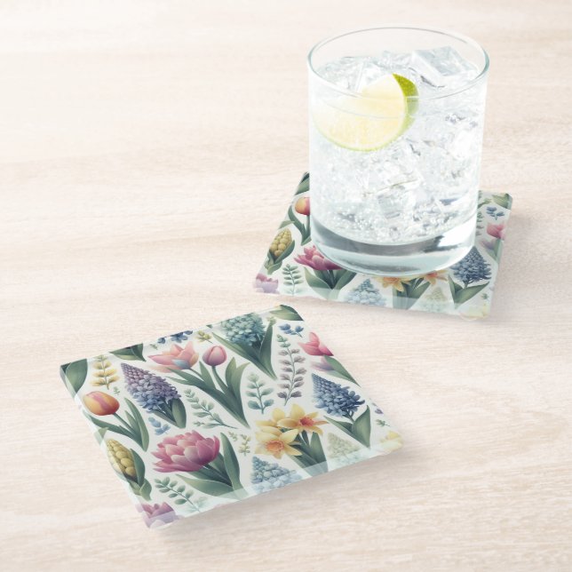 Spring Into Easter Glass Coaster (Angled)