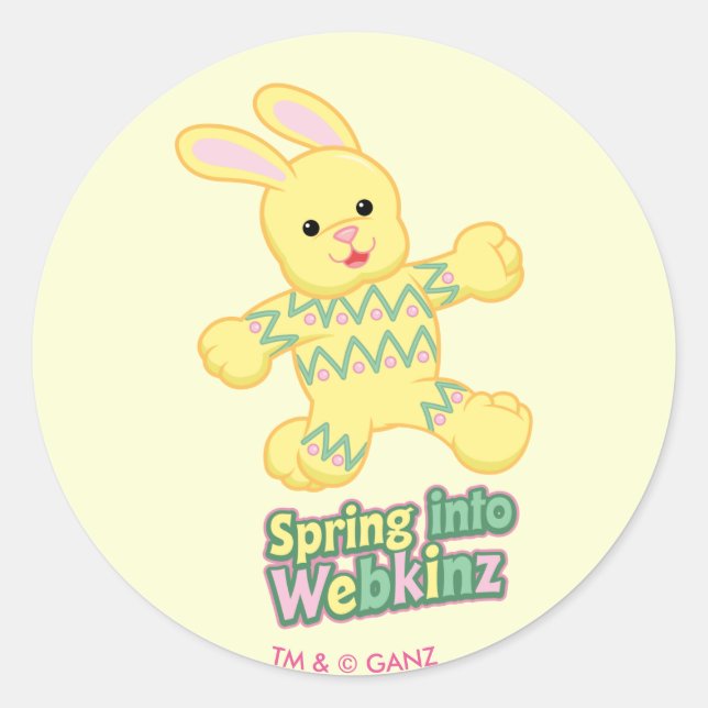 Spring Into Webkinz! Classic Round Sticker (Front)
