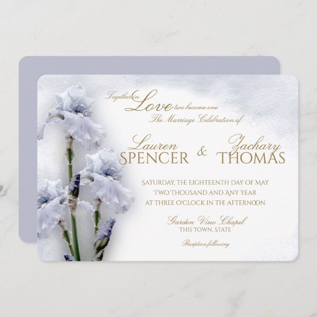 Spring Iris Garden Wedding Invitation (Front/Back)