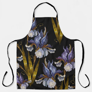 Spring Irises: Embroidery Renaissance Art Apron