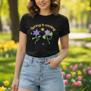 spring is coming Cute Dancing purple flowers T-Shirt