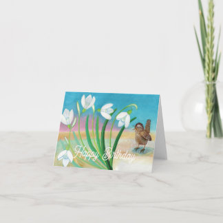 Spring is coming - Wren bird & snowdrops  Card