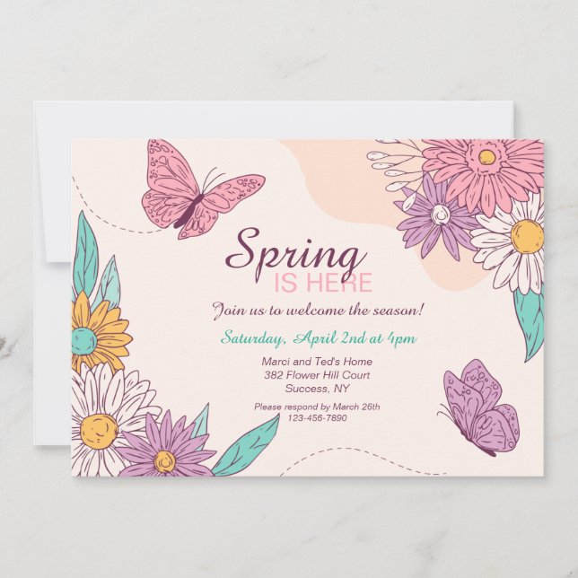 Spring is Here  Invitation (Front)
