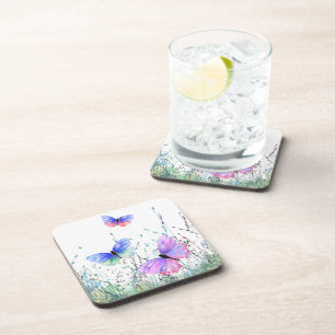 Spring Joy Butterflies Flying in Nature Coaster