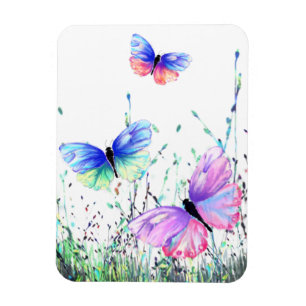 Spring Joy - Colourful Butterflies Flying in Natur Magnet