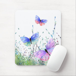 Spring Joy - Colourful Butterflies Flying in Natur Mouse Pad