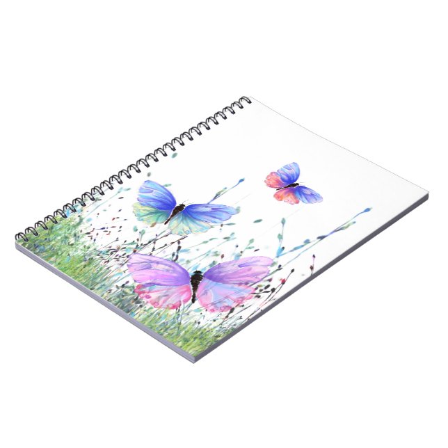 Spring Joy - Colourful Butterflies Flying in Natur Notebook (Left Side)