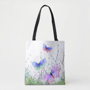 Spring Joy - Colourful Butterflies Flying in Natur Tote Bag