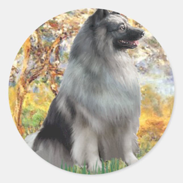 Spring - Keeshond Classic Round Sticker (Front)