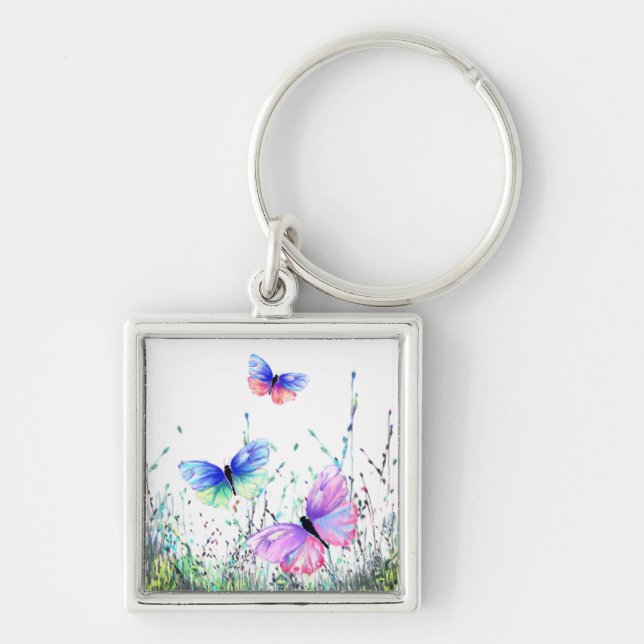 Spring Keychain Colourful Butterflies Flying (Front)