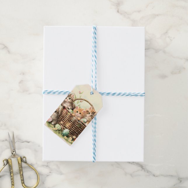 Spring Kitten Easter Basket  Gift Tags (With Twine)