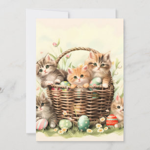 Spring Kitten Easter Basket  Holiday Card