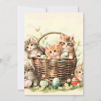 Spring Kitten Easter Basket  Holiday Card