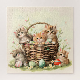 Spring Kitten Easter Basket  Jigsaw Puzzle