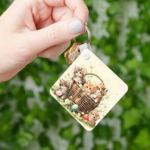 Spring Kitten Easter Basket  Key Ring