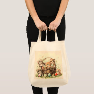 Spring Kitten Easter Basket Tote Bag