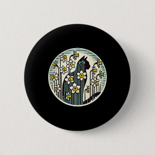 Spring Kitty Cat Illustration Daffodil Cats Easter 6 Cm Round Badge