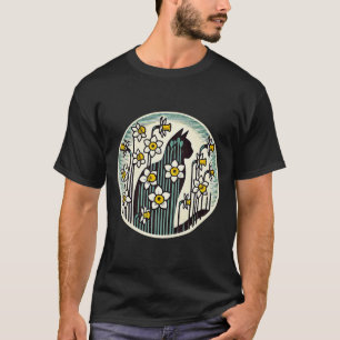 Spring Kitty Cat Illustration Daffodil Cats Easter T-Shirt
