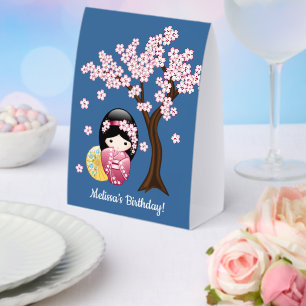 Spring Kokeshi Doll Cute Japanese Geisha Blue