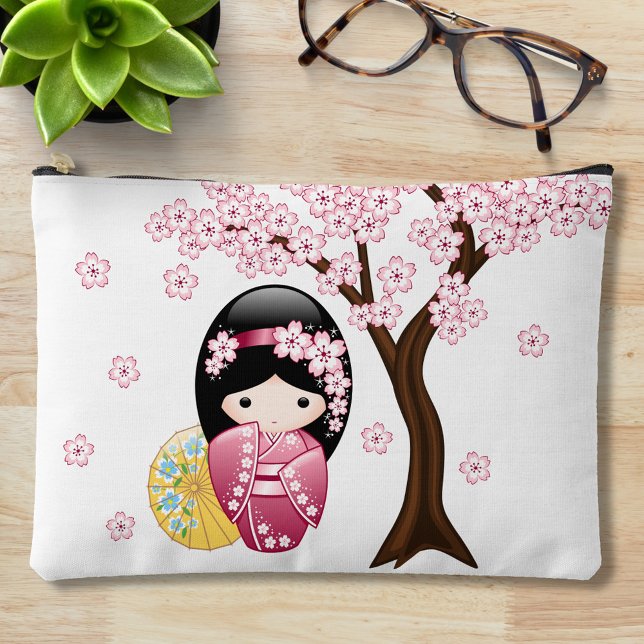 Spring Kokeshi Doll - Cute Japanese Geisha Girl Accessory Pouch (Creator Uploaded)