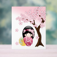 Spring Kokeshi Doll - Cute Japanese Geisha Girl