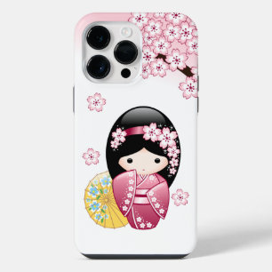 Spring Kokeshi Doll - Cute Japanese Geisha Girl iPhone 14 Pro Max Case