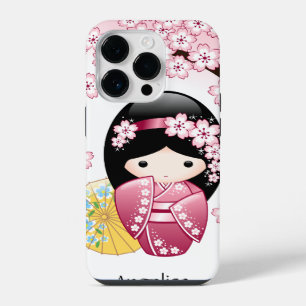 Spring Kokeshi Doll - Cute Japanese Geisha Girl iPhone 14 Pro Case