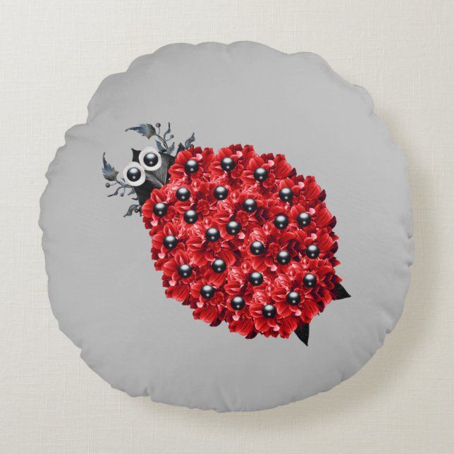 Spring Ladybug Round Cushion (Front)