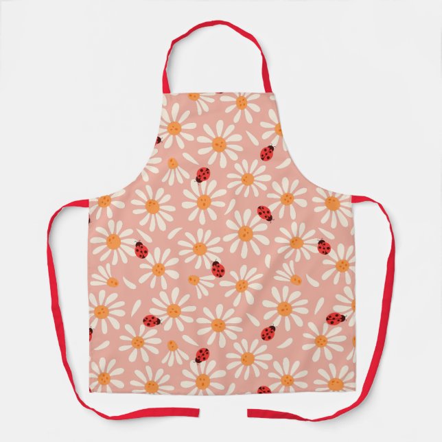 Spring Ladybugs and Daisies Mom Apron (Front)