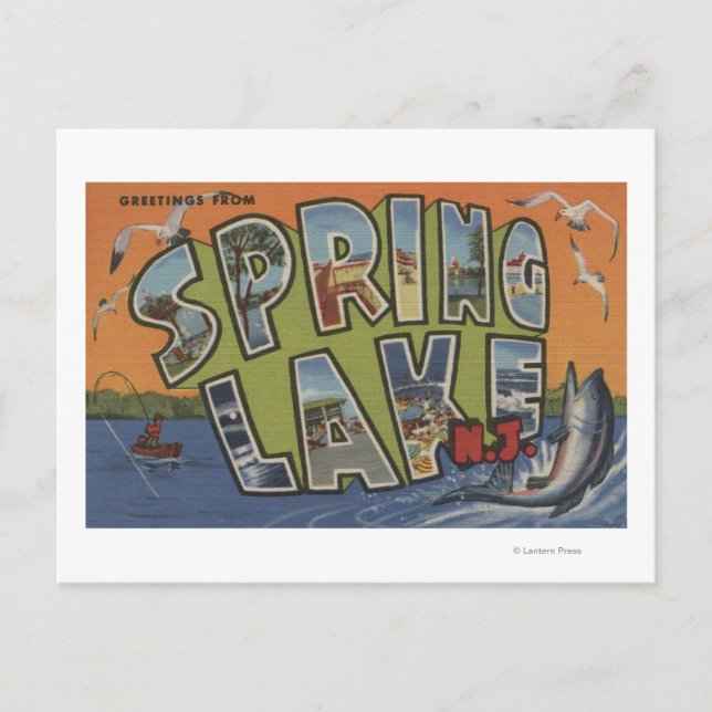 Spring Lake, New Jersey - Large Letter Scenes Postcard (Front)