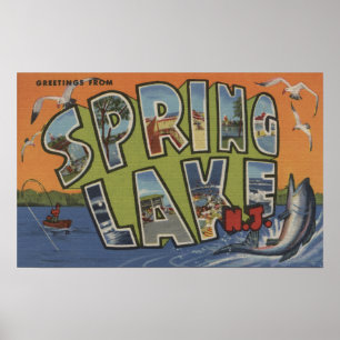 Spring Lake, New Jersey - Large Letter Scenes Poster