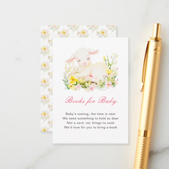 Spring Lamb Baby Shower Enclosure Card (Front/Back In Situ)
