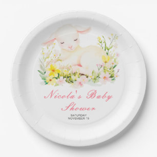 Spring Lamb Baby Shower Paper Plate