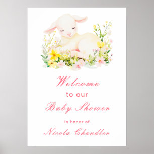 Spring Lamb Baby Shower Poster