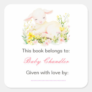 Spring Lamb Baby Shower Square Sticker