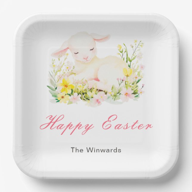 Spring Lamb Easter Brunch Paper Plate (Front)