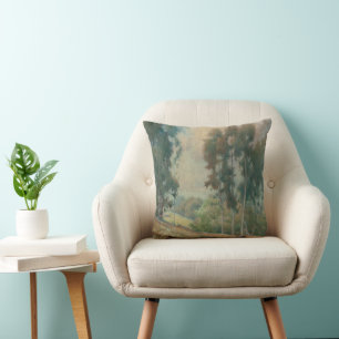 Spring Landscape (1911) Serene Watercolor Scenery Cushion