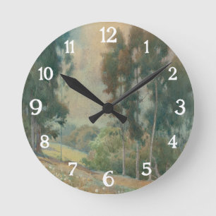 Spring Landscape (1911)  Serene Watercolor Scenery Round Clock
