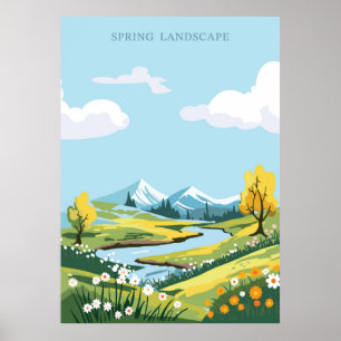 Spring landscape background poster