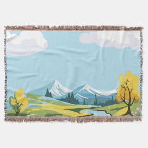 Spring landscape background throw blanket