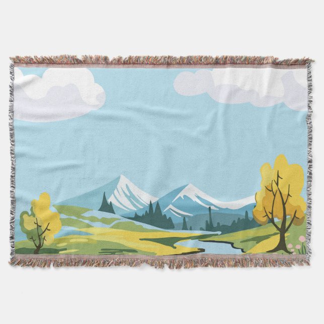 Spring landscape background throw blanket (Front)
