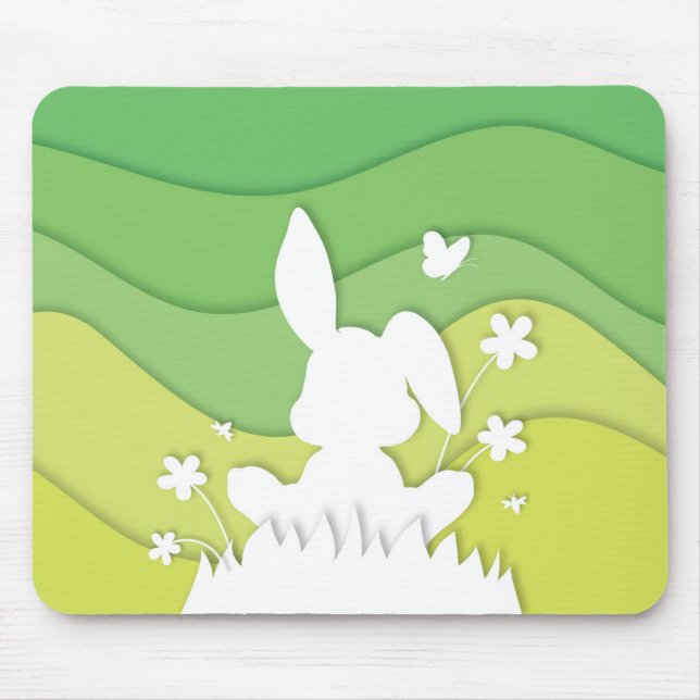 Spring landscape, easter bunny on grass mouse pad (Front)
