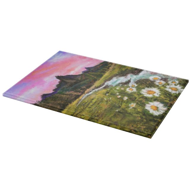 Spring Landscape - Flowering - Original Painting Cutting Board (Corner)