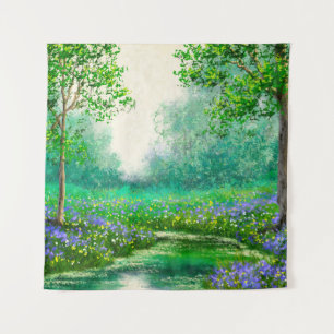 Spring landscape oil painting, forest. tapestry