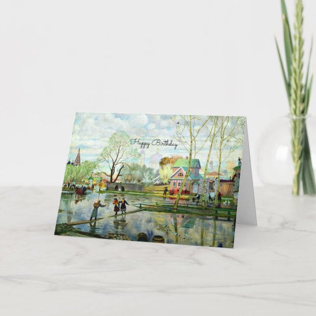 Spring Landscape Painting - Happy Birthday Card (Front)