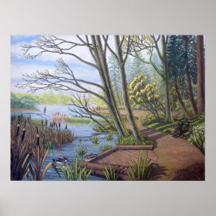 Spring Landscape Painting Lost Lagoon Vancouver Poster